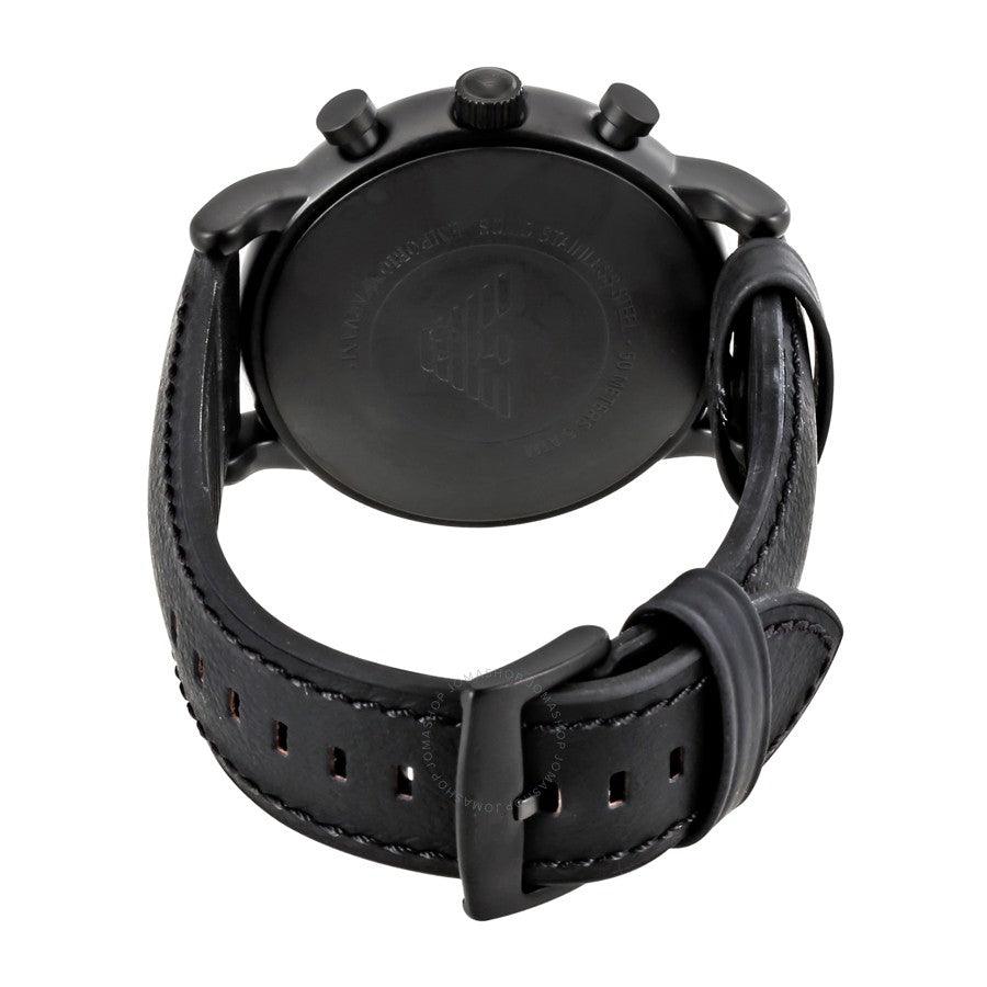 AR1970 Luigi Chronograph Black Dial Leather Men's Watch - Obeezi.com
