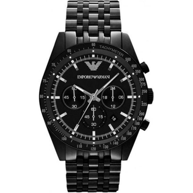 AR5989 Stainless Steel New Black Chronograph 46mm - Obeezi.com