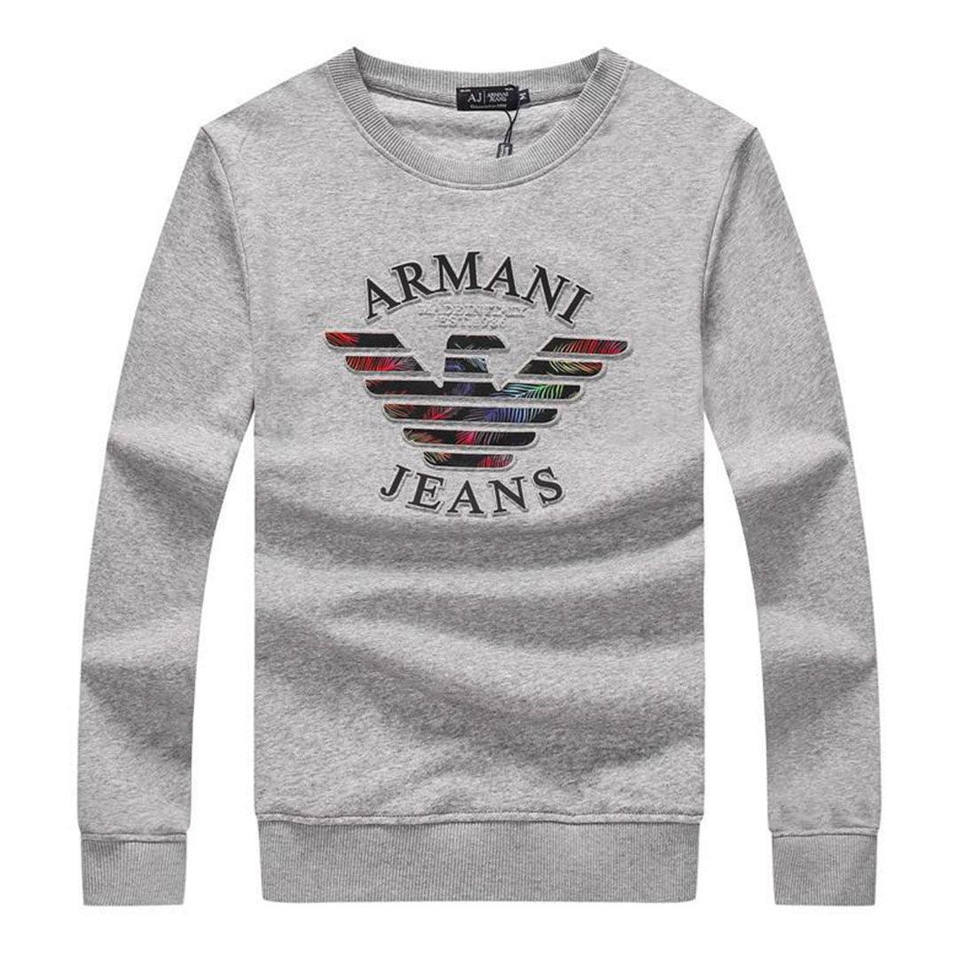 Armani Jeans Color Monogram Logo Sweatshirt-Ash - Obeezi.com