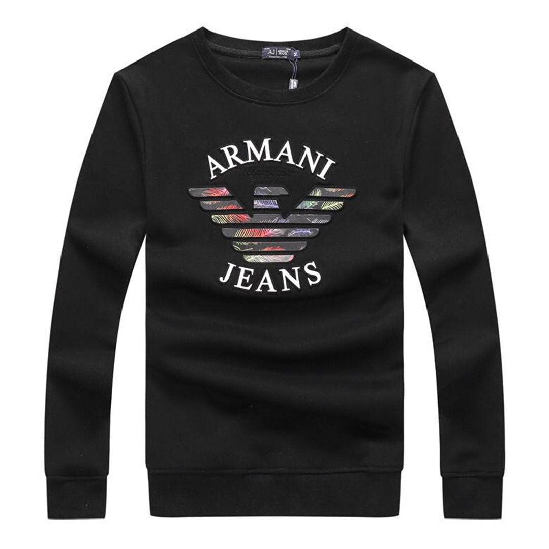 Armani Jeans Color Monogram Logo Sweatshirt-Black - Obeezi.com