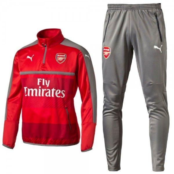 Arsenal FC TechnicaL 16/17 Home Training Red and Grey Tracksuits - Obeezi.com