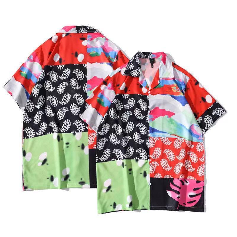 Art Inspired Multi Coloured Designed Aloha Shirt - Obeezi.com