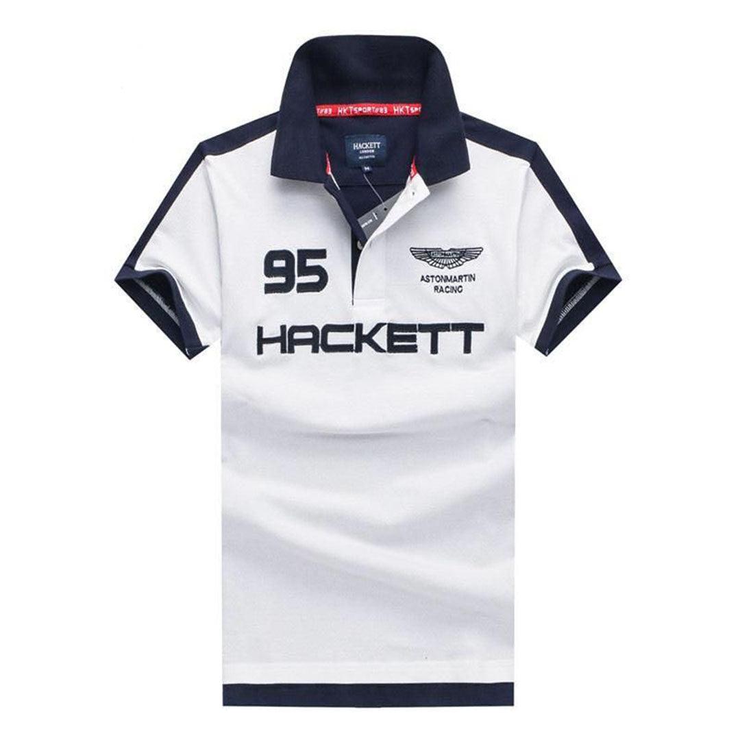 Aston Martin Racing 95 Hacket White and Blue Polo Shirt - Obeezi.com