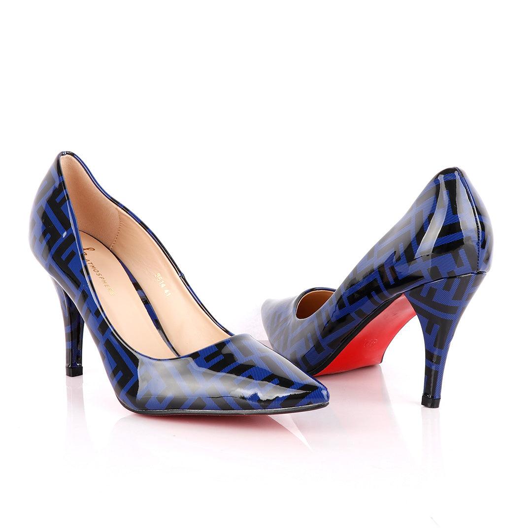 Atmosphere Wetlips Classic Blue Thick High Heel Women's Shoe - Obeezi.com