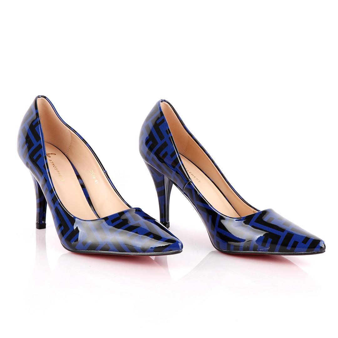 Atmosphere Wetlips Classic Blue Thick High Heel Women's Shoe - Obeezi.com