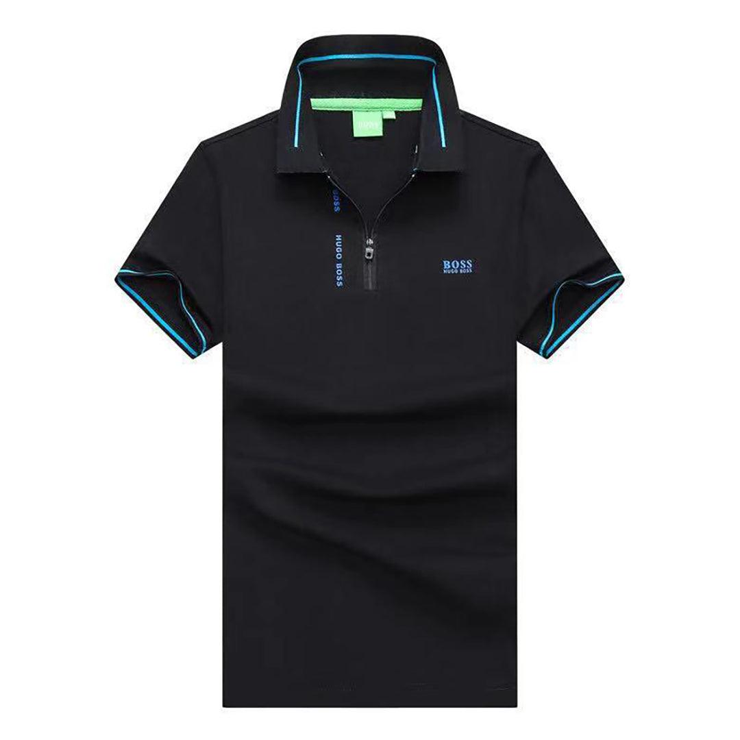 Authentic Hug Zip Up Polo Shirt - Black - Obeezi.com