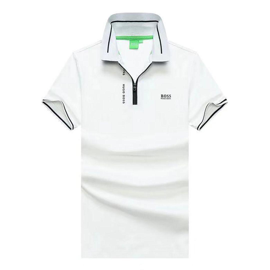 Authentic Hug Zip Up Polo Shirt -White - Obeezi.com