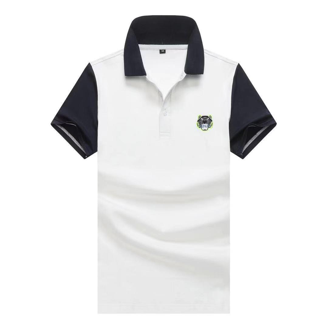 Authentic Kenz Polo Shirt - White with Navy Blue collar - Obeezi.com