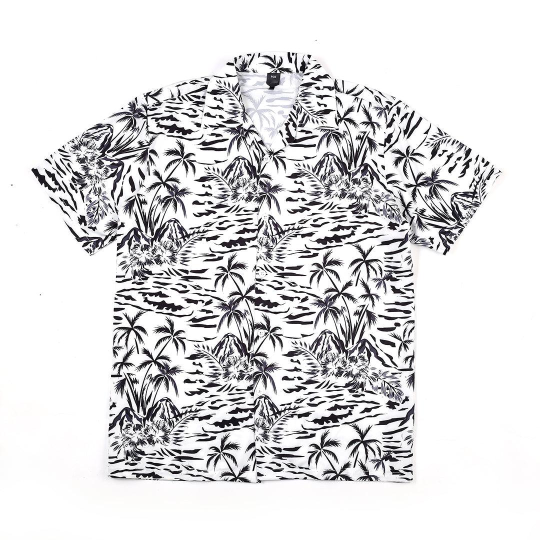 Authentic Men's Aloha Tree Designed Shirt - White - Obeezi.com