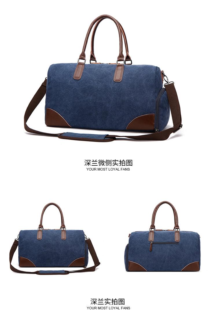 Authentic Unisex Leather And Canvass Mini Travelers Bag- Blue - Obeezi.com