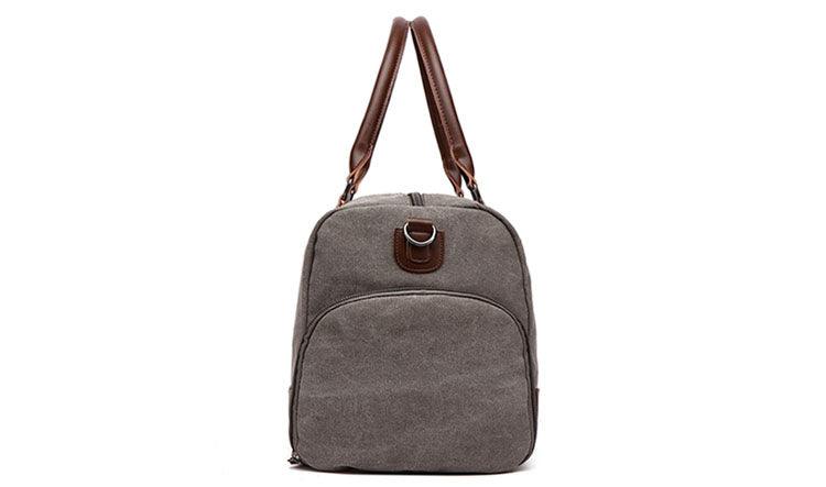 Authentic Unisex Leather And Canvass Mini Travelers Bag- Brown - Obeezi.com