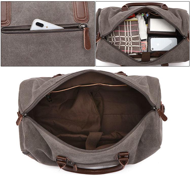 Authentic Unisex Leather And Canvass Mini Travelers Bag- Grey - Obeezi.com