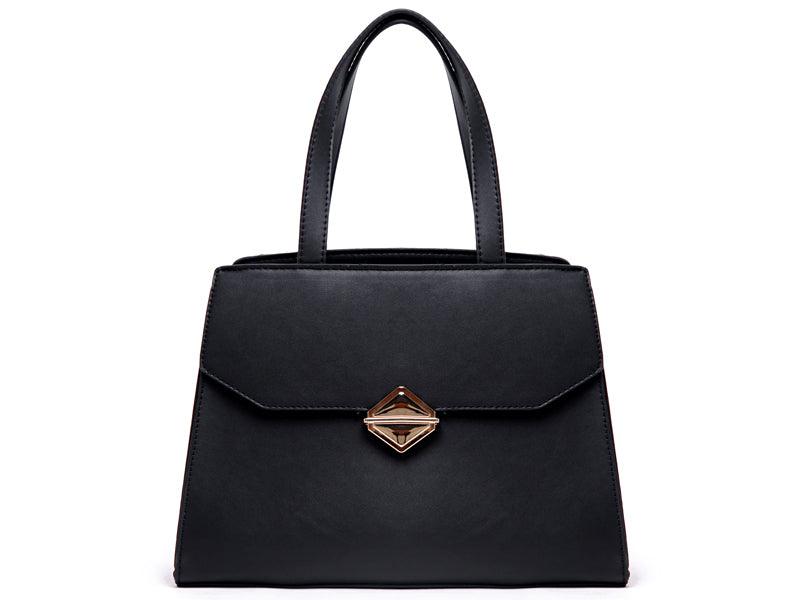Avalynn Satchel Women Fashion Leather Bag - Black - Obeezi.com