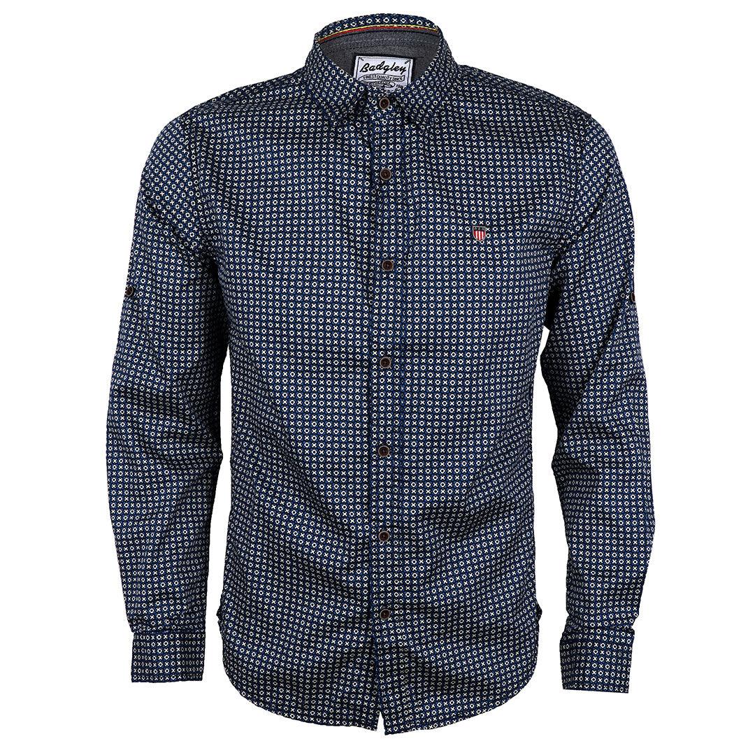 Badgley Dotted Well Styled Shirts-Blue - Obeezi.com