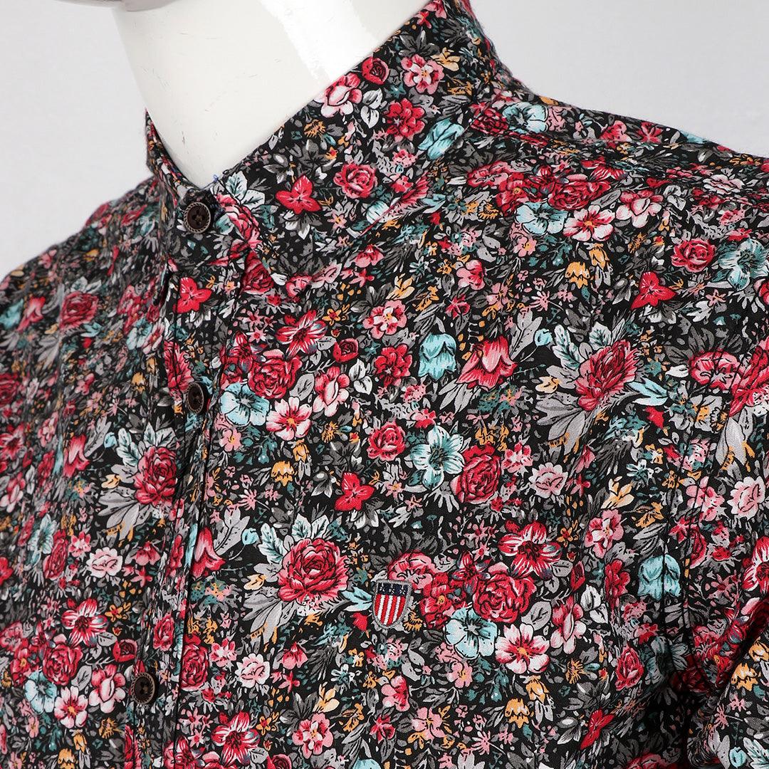 Badgley Men's Full Flowered Designed Long Sleeve Shirt - Obeezi.com