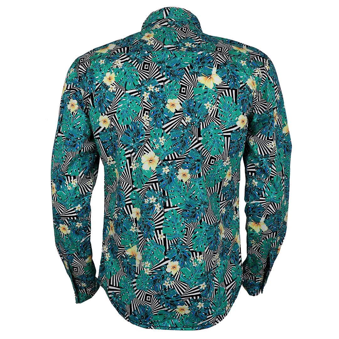 Badgley Quality Closet Trendy Flowered Designed Long Sleeve Shirts-Green - Obeezi.com