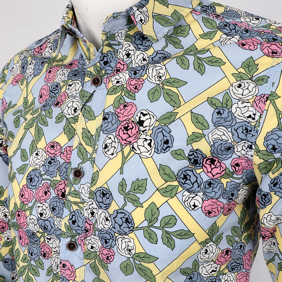 Badgley Rich Closet Floral Print Long Sleeve Shirt - Obeezi.com