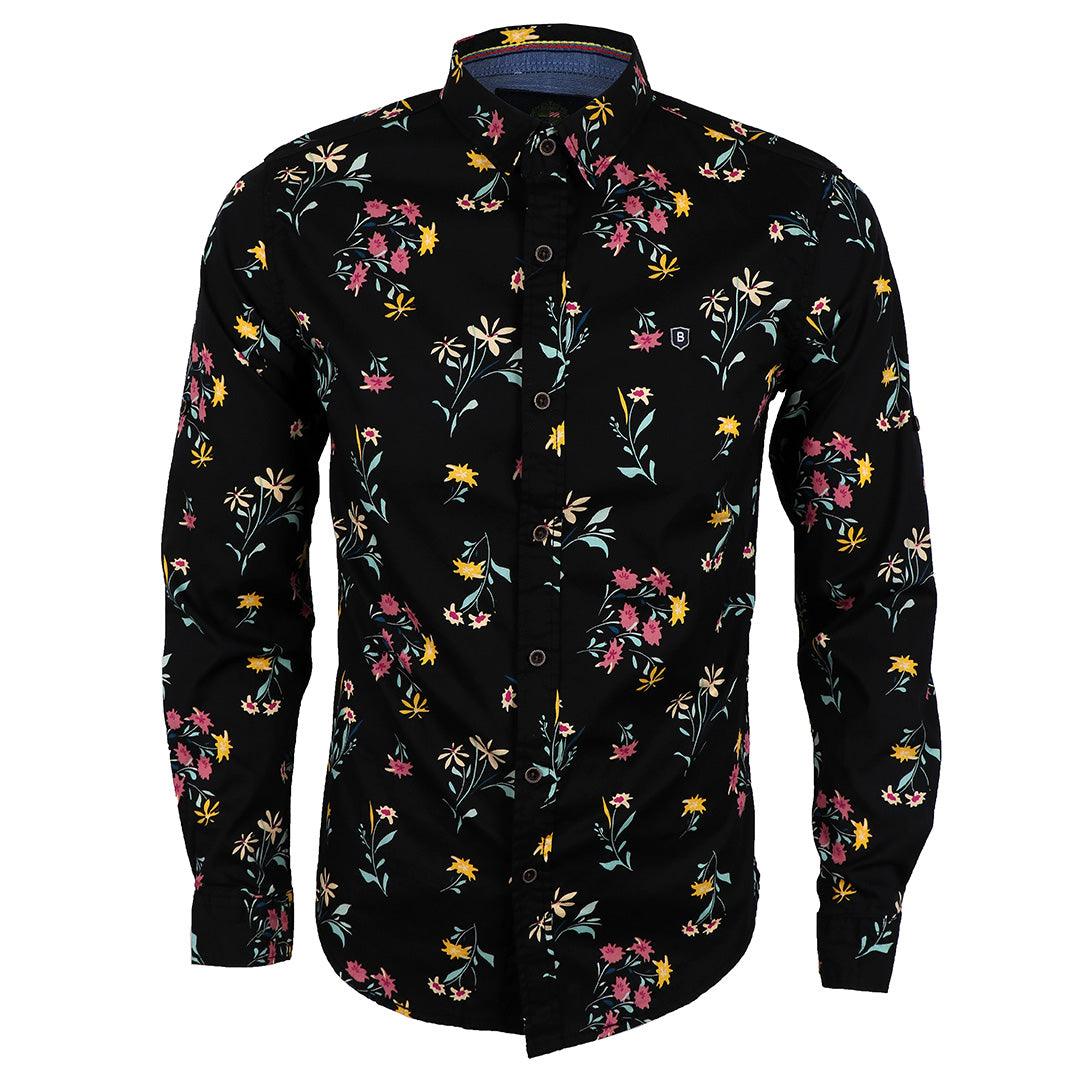 Baijeli Black And Floral Prints Long Sleeve Shirt - Obeezi.com