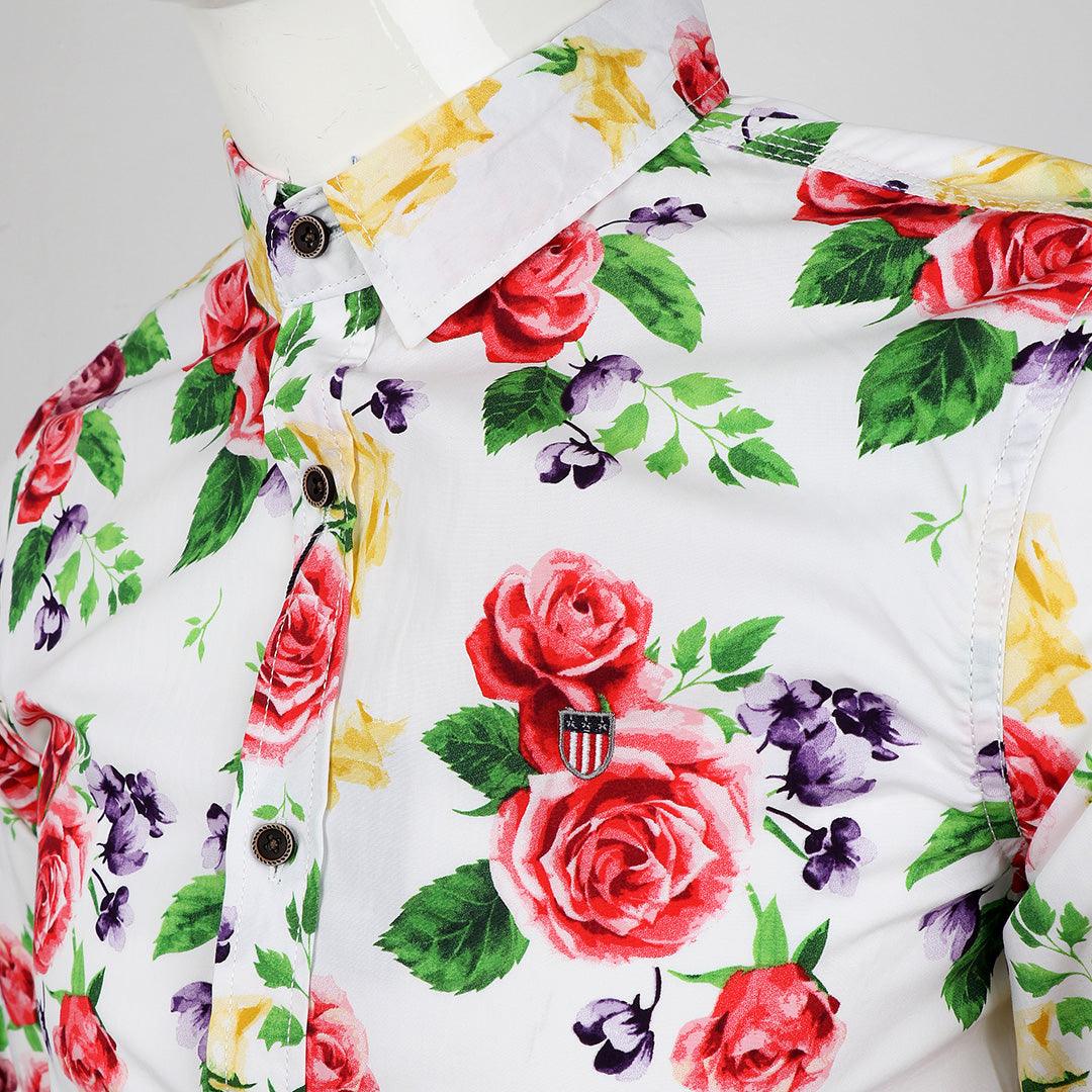 Baijieli Floral Sunflower Long Sleeve Slim Fit Button Up-Brown - Obeezi.com