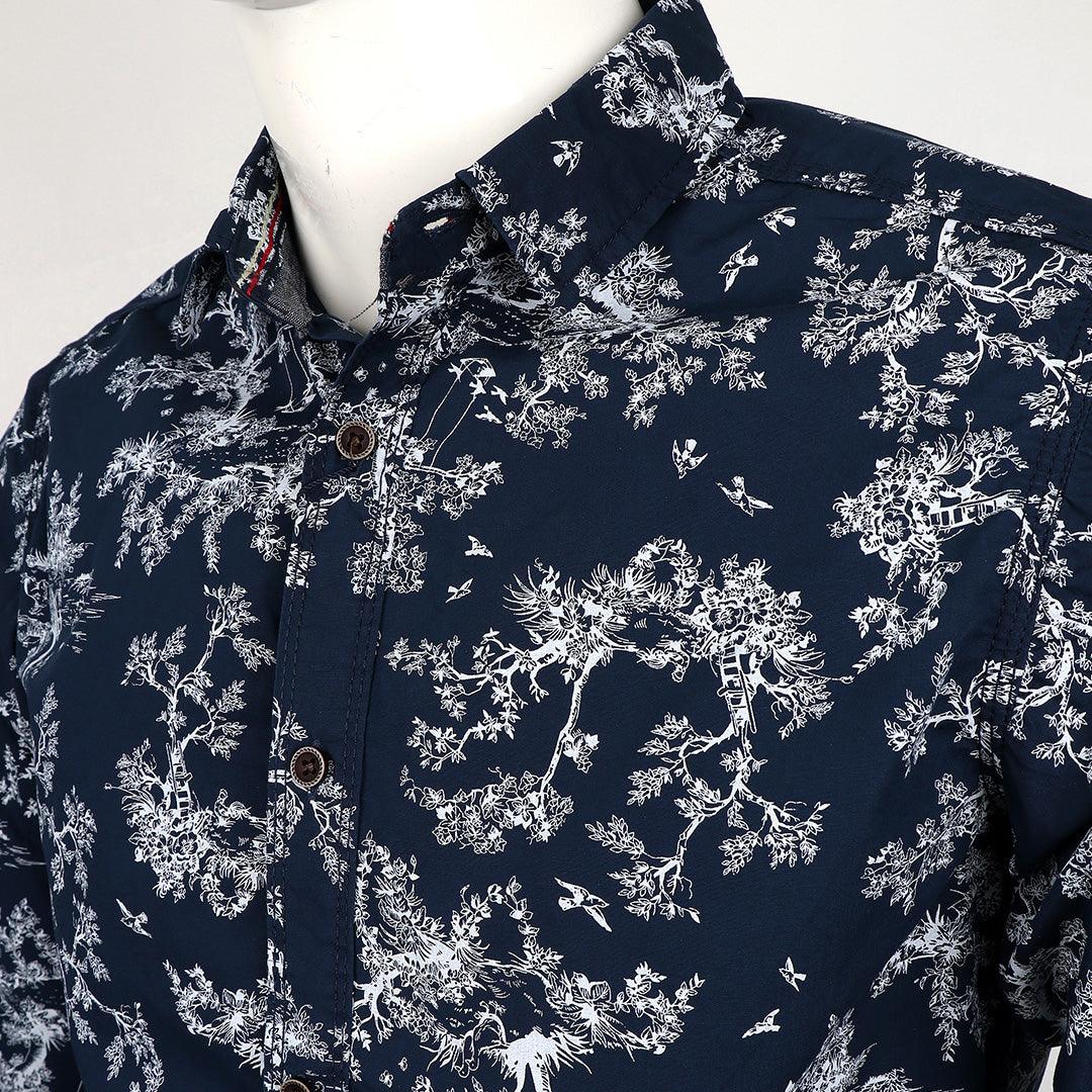 Bajiel Vintage Paisley Cotton multicolor Long Sleeve Regal Shirt-Blue - Obeezi.com