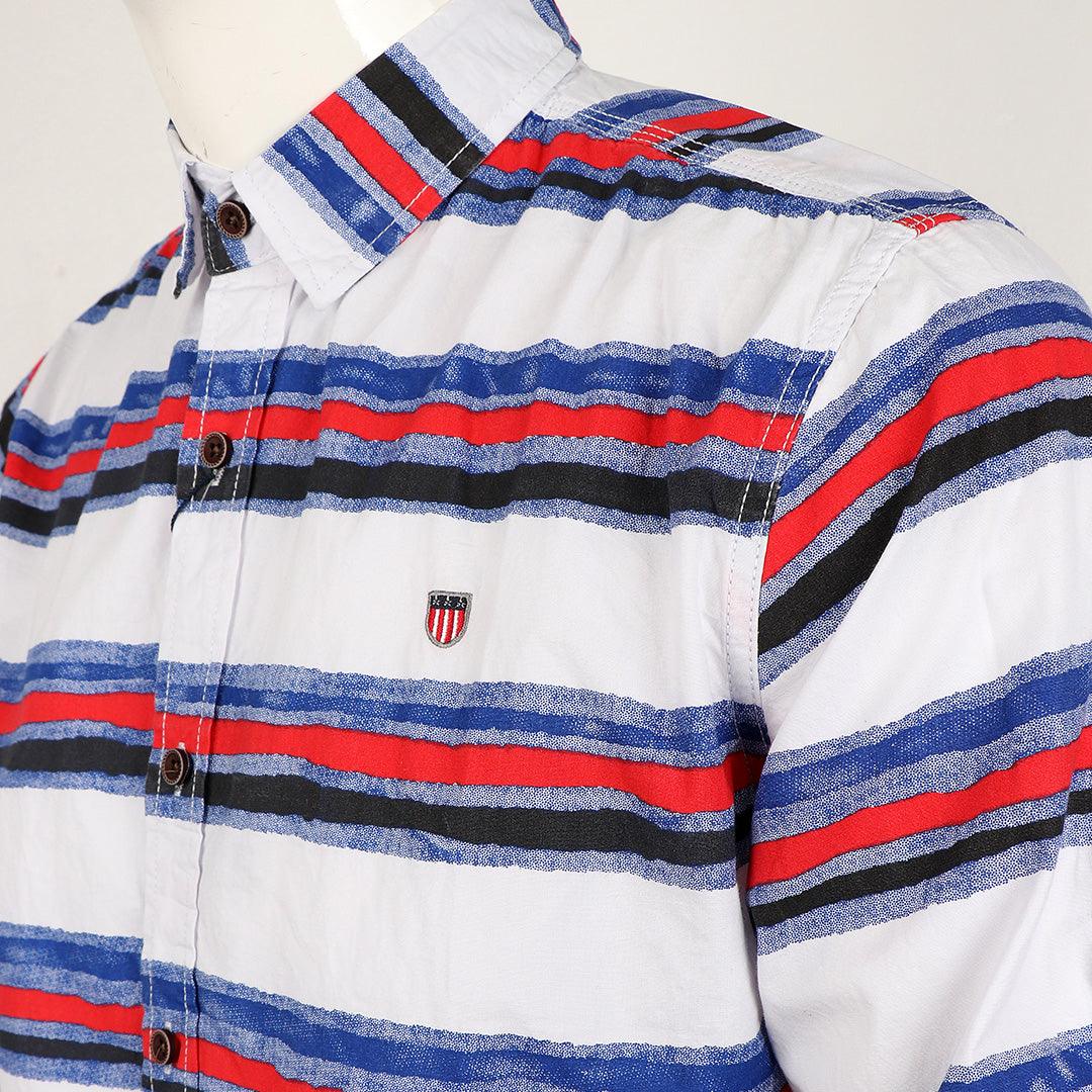 Bajieli Executive White With Red, Blue, And Black Colored LongSleeve Shirt - Obeezi.com
