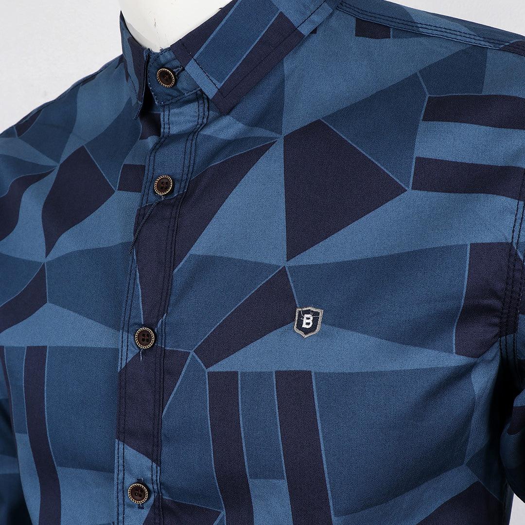 Bajieli Finest Quality Ace Designed Royal Long Sleeve Shirt-Blue - Obeezi.com