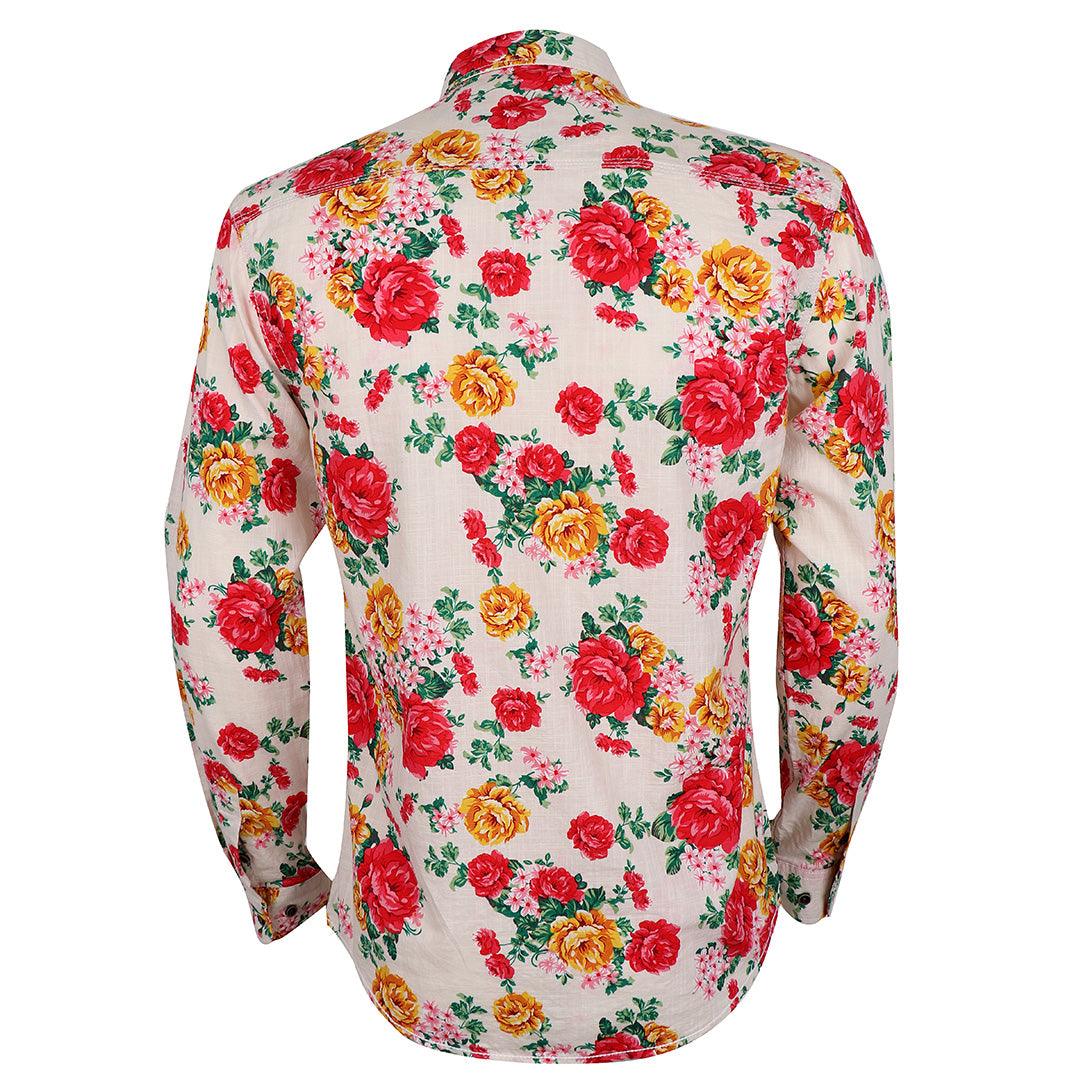 Bajieli Finest Quality Cream Floral Designed LongSleeve Shirt - Obeezi.com