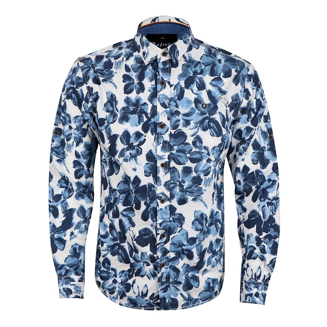 Bajieli Floral Sky Blue Long Sleeve Shirt - Obeezi.com
