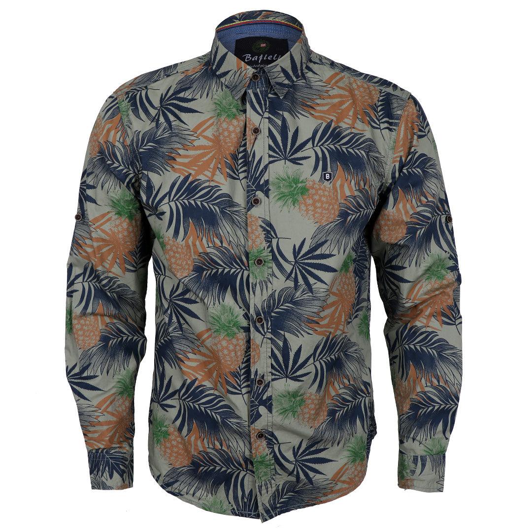 Bajieli Man's Vintage Floral Printed Shirts Brown Button Down Long Sleeve - Obeezi.com