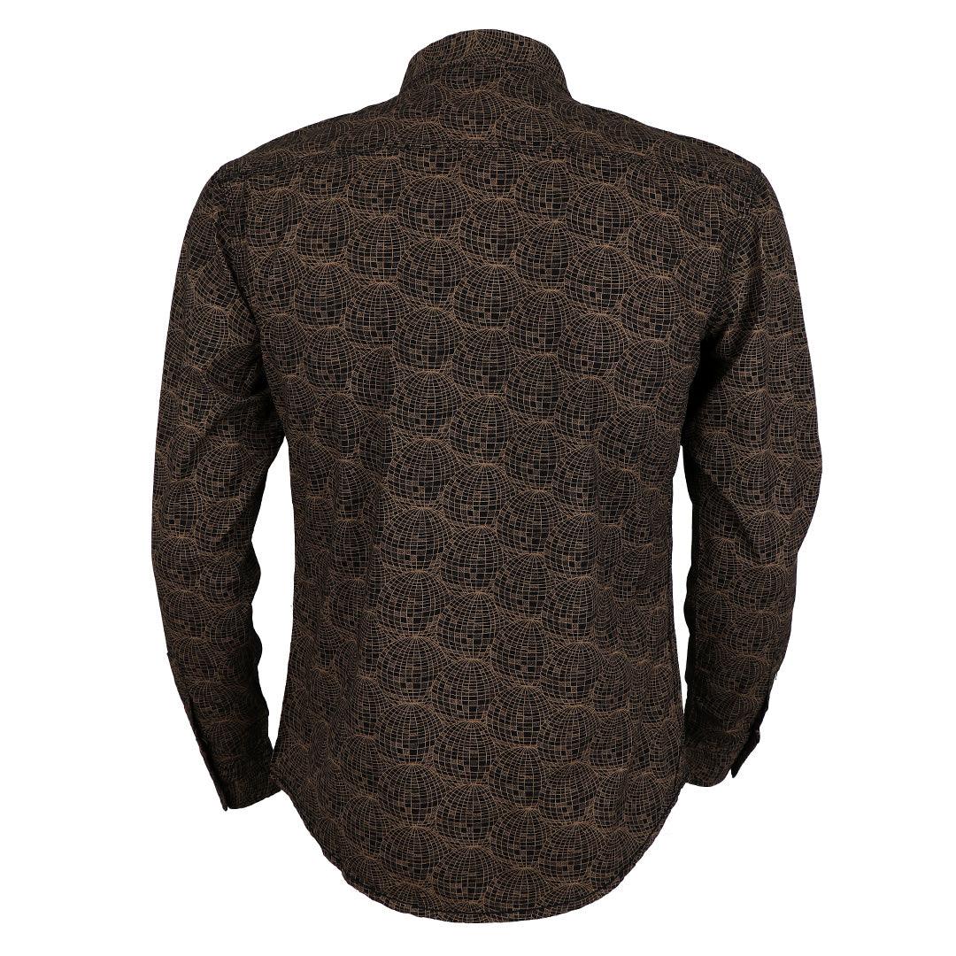Bajieli Men's Regular Fit Cotton Brown LongSleeve Shirt - Obeezi.com