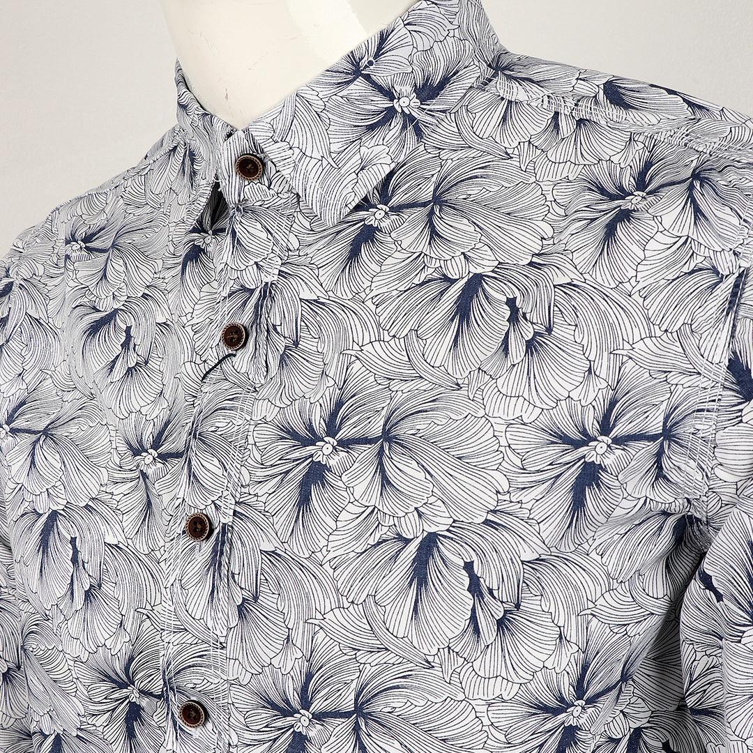 Bajieli New York City Quality Finest Floral Long Sleeve Shirt-White - Obeezi.com
