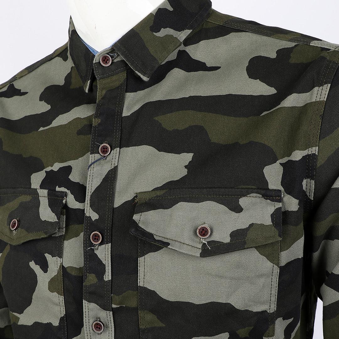 Bajieli Quality Camouflage Print LongSleeve Shirt- Green - Obeezi.com