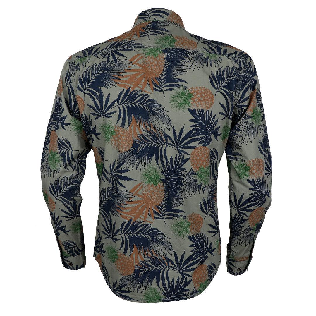 Bajieli Rich Closet Trendy Pineapple Designed Long Sleeve Shirts-Blue - Obeezi.com