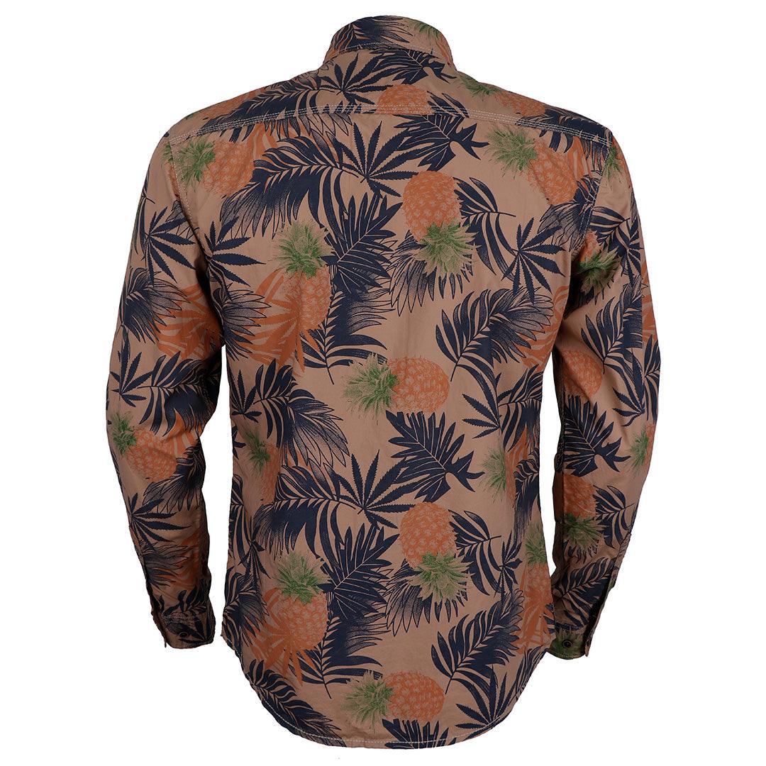 Bajieli Rich Closet Trendy Pineapple Designed Long Sleeve Shirts-Brown - Obeezi.com
