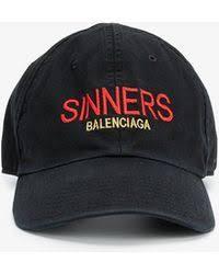 Balenciaga black 'Sinners' Embroidered Cotton Twill Baseball Cap - Obeezi.com