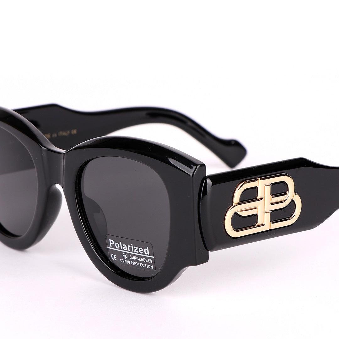 Balenciaga Gold Logo Designed Quality All Black With Polarized Lens Sunglasses - Obeezi.com
