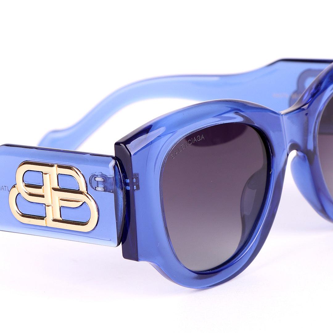 Balenciaga Gold Logo Designed Quality Blue Sunglasses - Obeezi.com