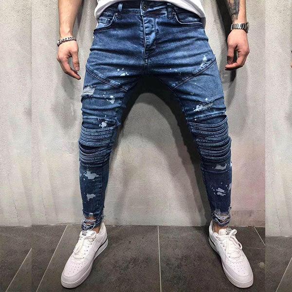 Balmain fitted Ribbed Blue Jeans Trouser - Obeezi.com