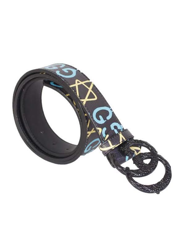 Belts With Genuine Fashion Print Black Buckle Blue - Obeezi.com