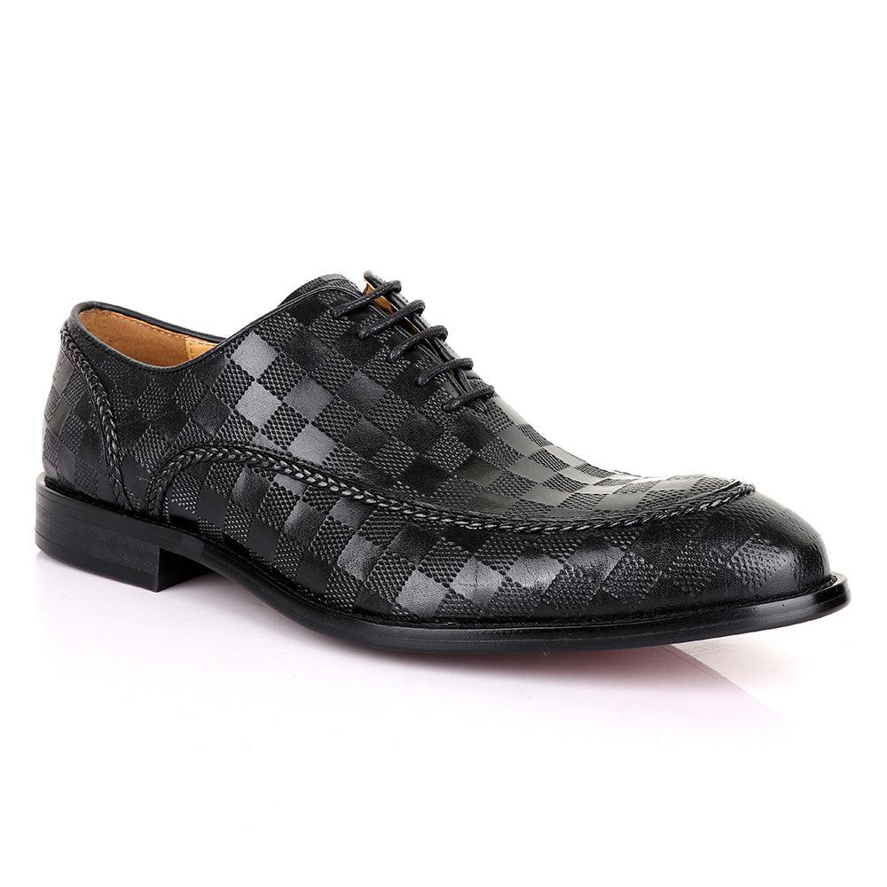 Berluti Full CheckBoard Oxford Black Leather Shoe - Obeezi.com