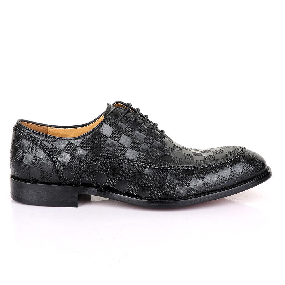 Berluti Full CheckBoard Oxford Black Leather Shoe - Obeezi.com