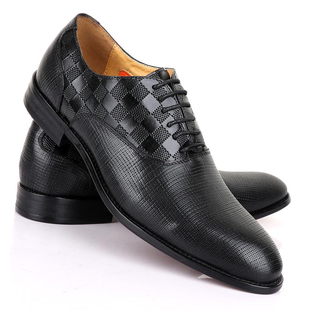 Berluti Half CheckBoard Oxford Black Leather Shoe - Obeezi.com