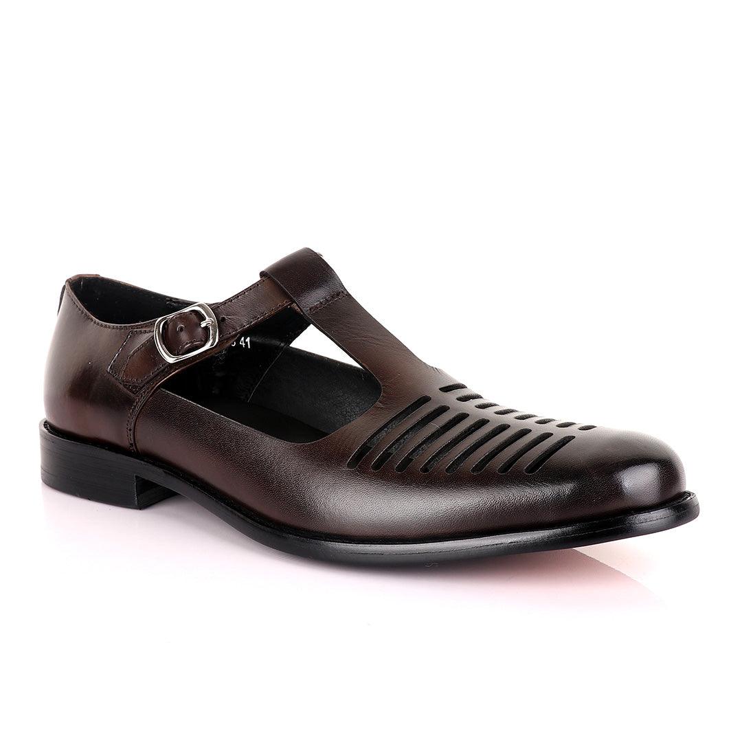 Berluti striped leather Men's Shoes - Brown - Obeezi.com