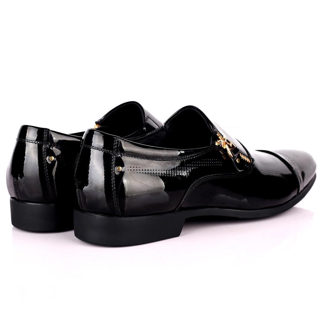 Billion Exquisite Italian Glossy Side Zip Designed Shoe - Black - Obeezi.com