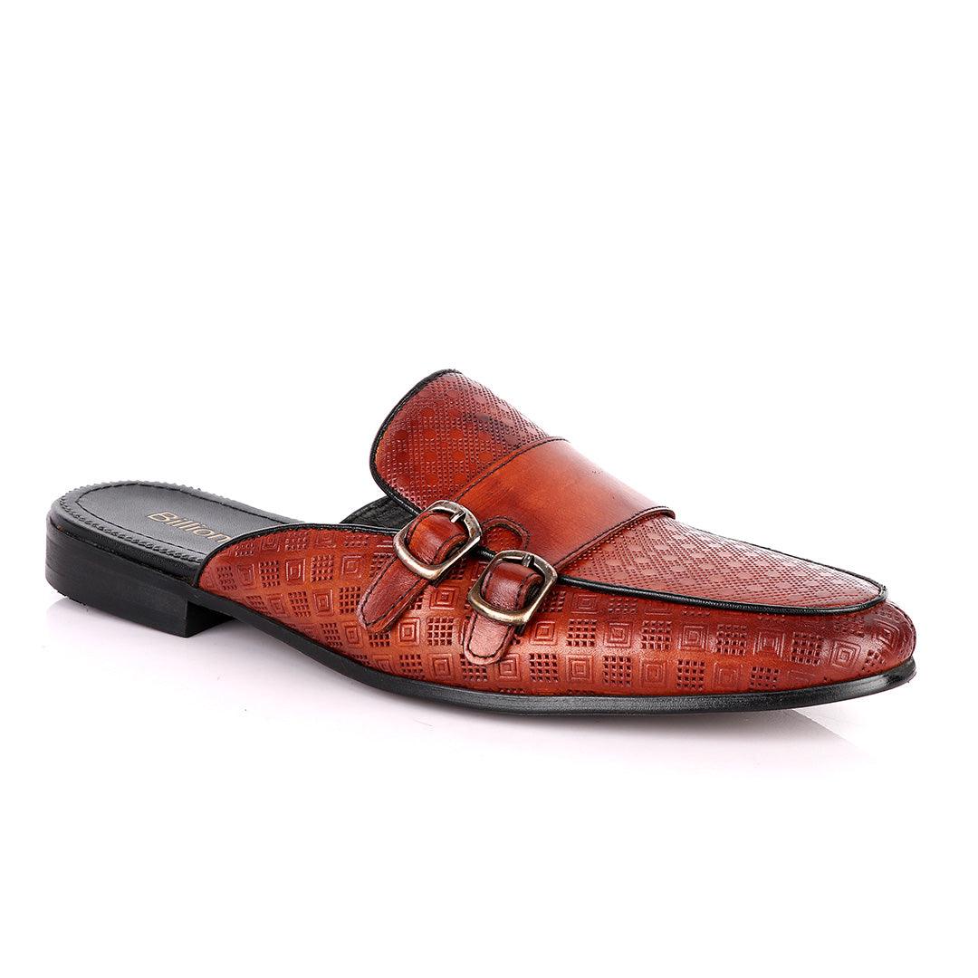 Billionaire Dotted Double Strap Brown Mole Leather Shoe - Obeezi.com