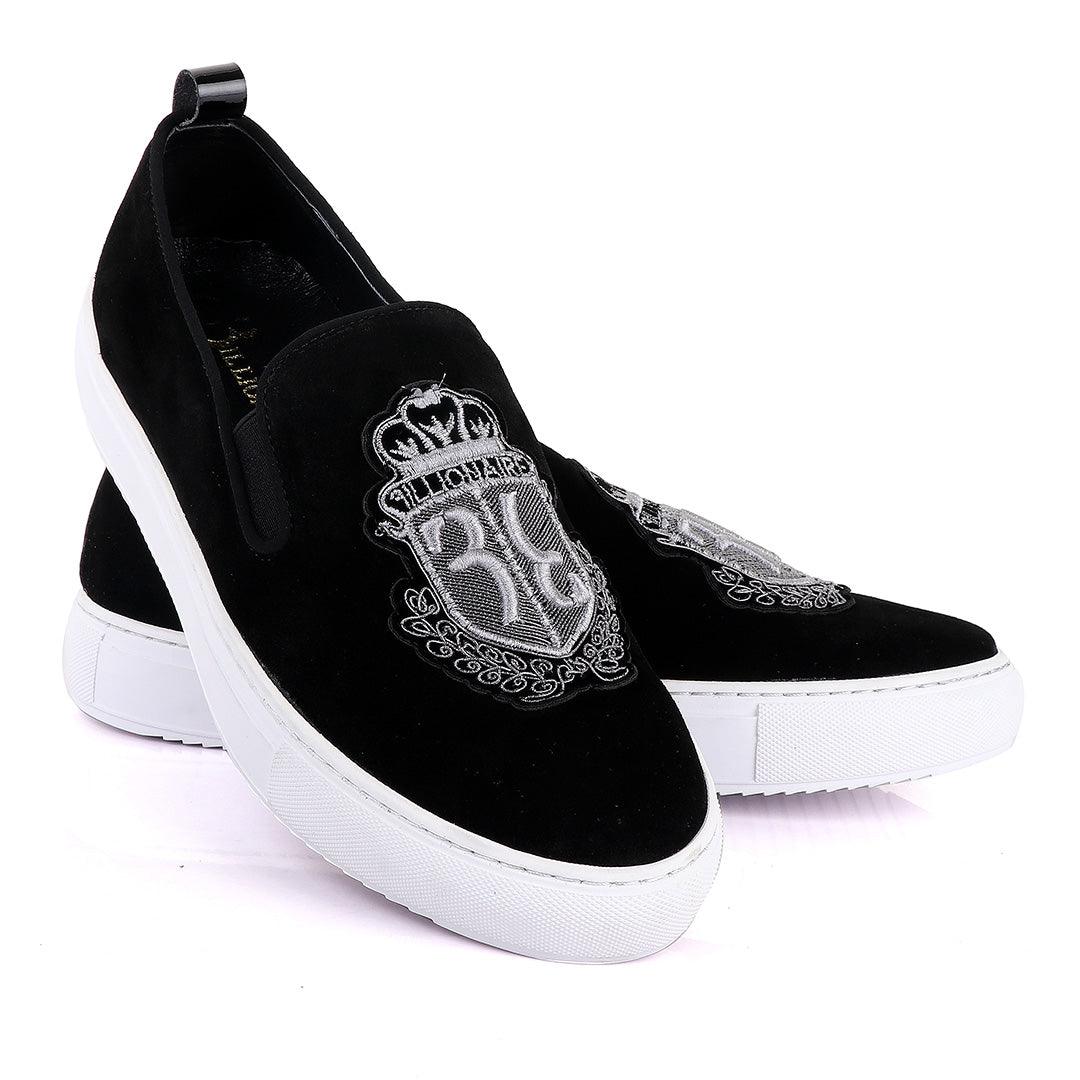 Billionaire exquisite Men Grey Design Black sneakers shoe - Obeezi.com