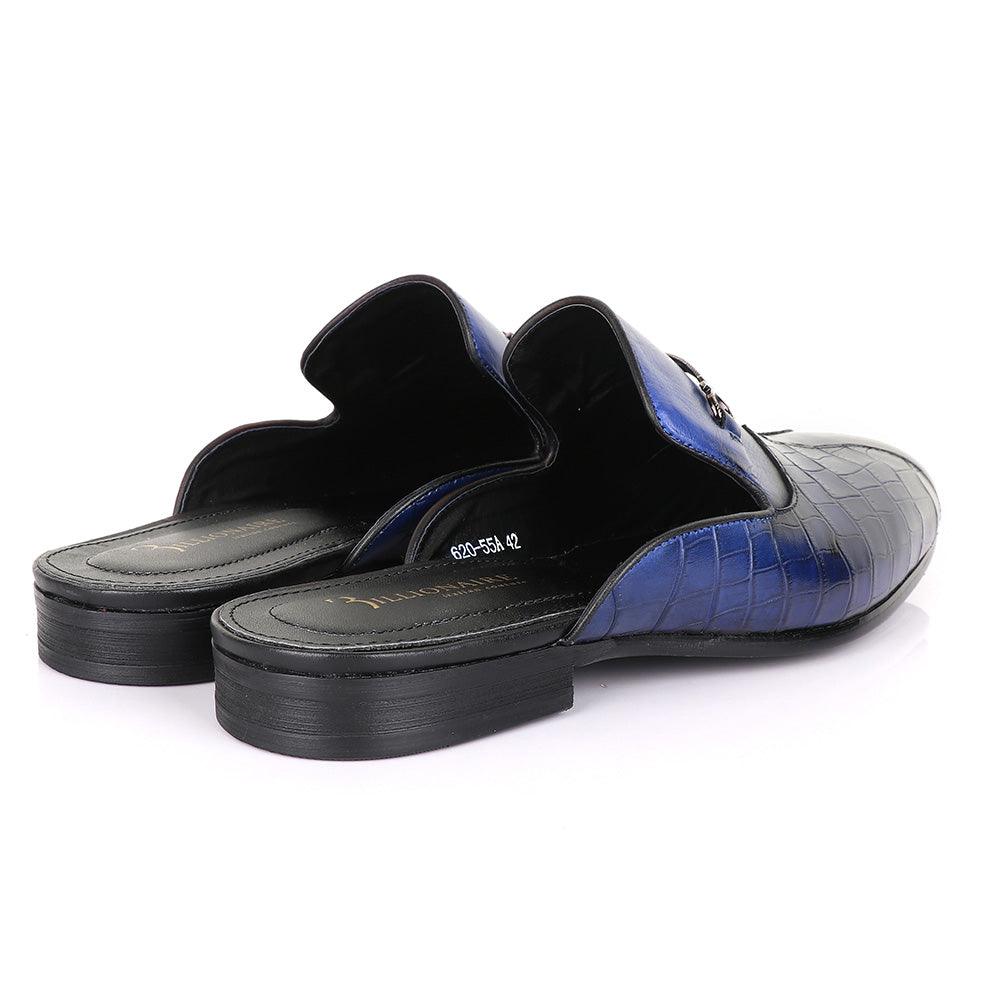 Billionaire Mole Blue and Black Leather Half Shoe - Obeezi.com