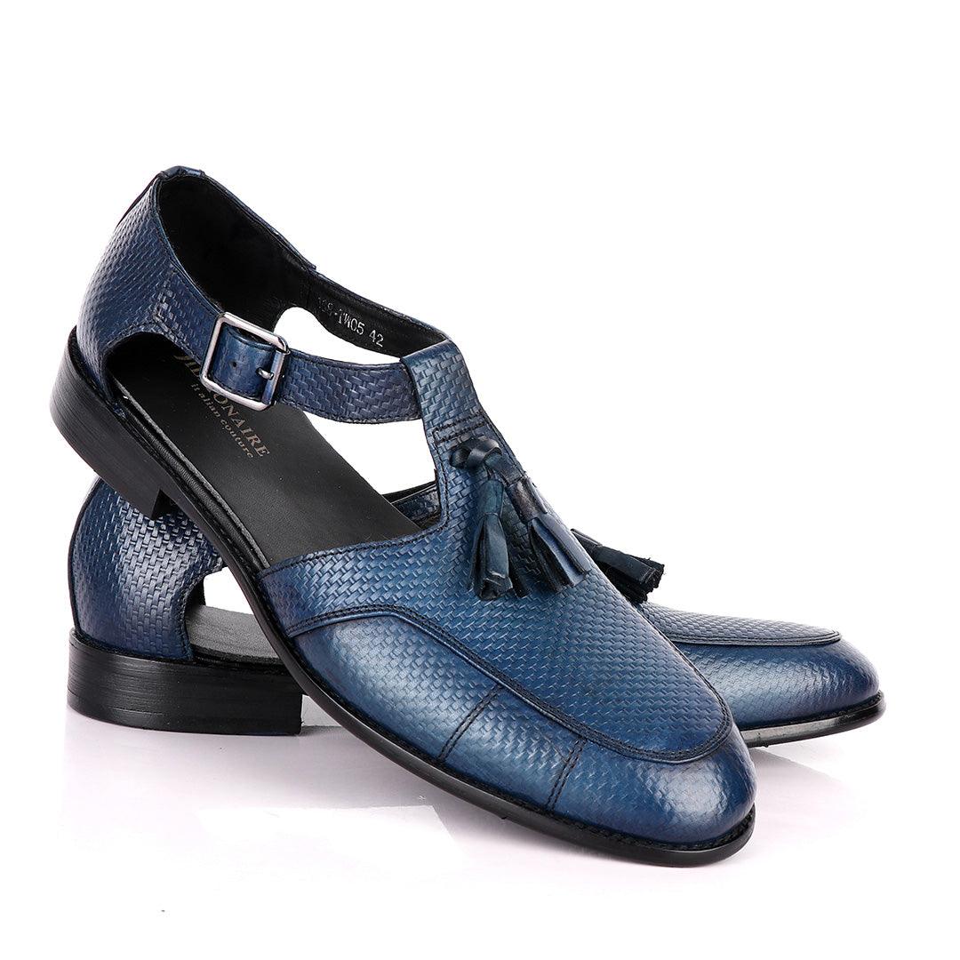 Billionaire Woven Tassel Blue Leather Sandal Shoe - Obeezi.com