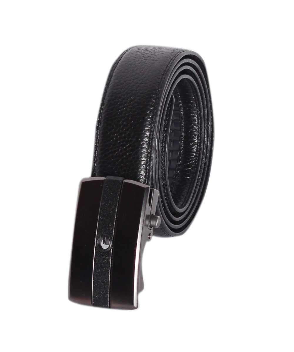 Black Automatic Buckle Leather Belt - Obeezi.com