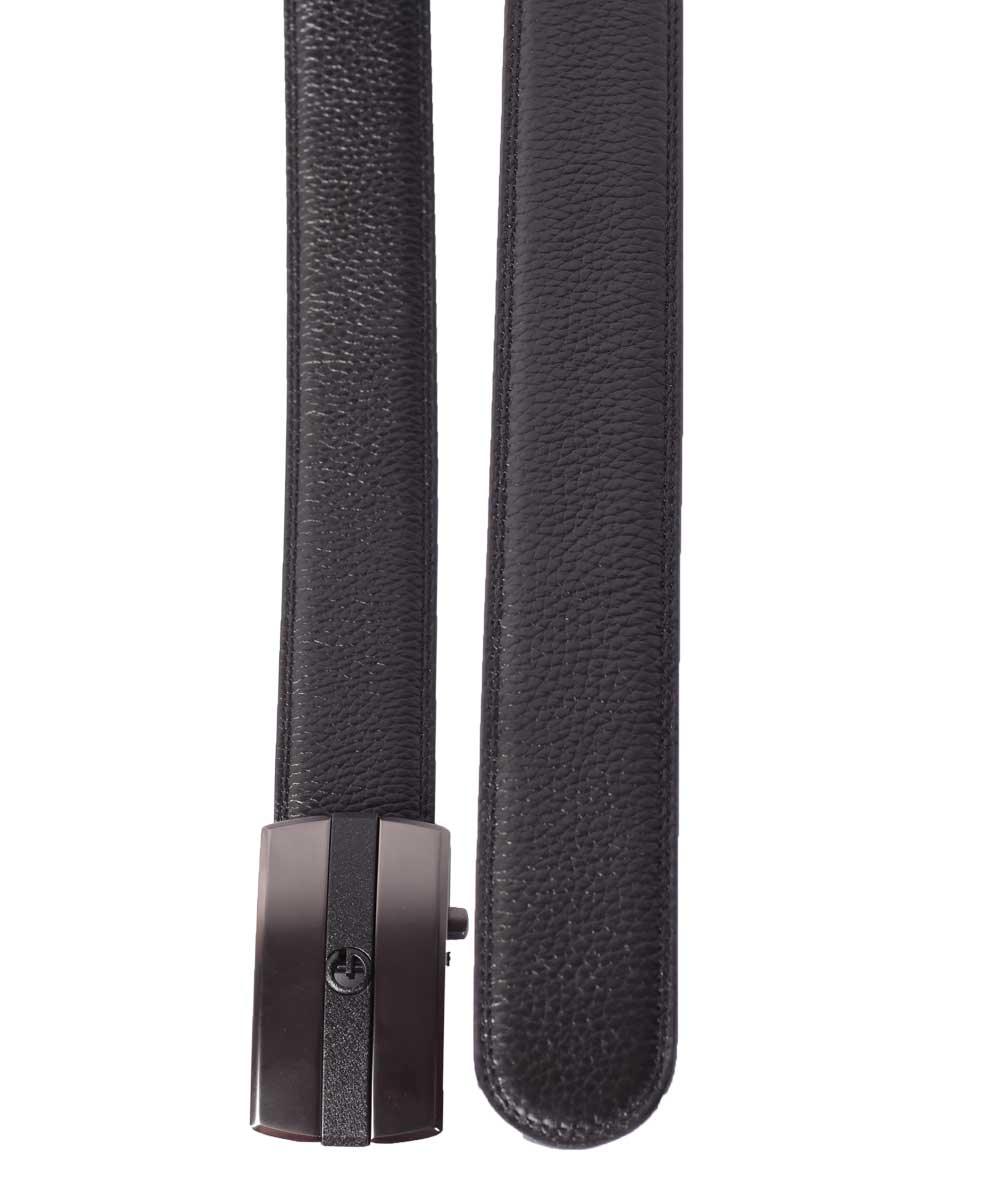 Black Automatic Buckle Leather Belt - Obeezi.com